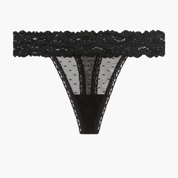 Savage X Fenty Black Caviar Dotted Mesh Thong - Picture 5 of 8